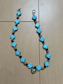 ターコイズブルー クロス型ネックレス