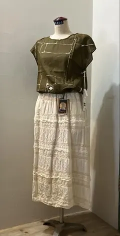 【新品】レースとギャザーのロングスカート