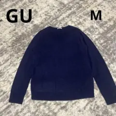 GUネイビー Vネック ニットセーター 長袖 M