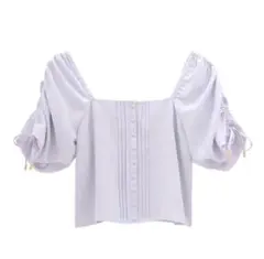 eimy istoire フロントボタンスクエアライントップス パープル