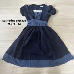 【美品】キャサリンコテージ ワンピース M 紺 水色 バイカラー シフォンのサムネイル