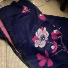 花柄レーヨンストール ネイビー ピンク