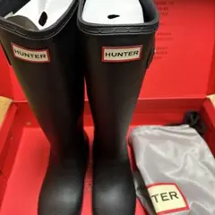 HUNTER ORIGINAL ブラックレインブーツ 収納袋付き　US6