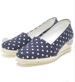 未使用未着 Alberola ドット柄 エスパドリーユ ウェッジソールスリッポン
