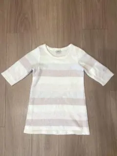 piqué XXS ホワイト・ベージュストライプ ニット