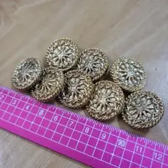 金 装飾ボタン 8個セット ゴールド レトロ アンティーク パーツ