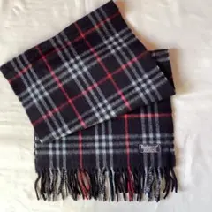 バーバリー　カシミヤマフラー【ネービー】