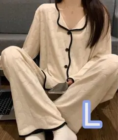 【Lサイズ】パジャマ 上下セット ルームウェア 前開き 部屋着 かわいい柄