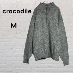 Crocodile クロコダイル ハーフジップニット グレー 毛混 セーター　Mのサムネイル