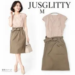 JUSGLITTY バイカラー ドッキングワンピース リボン付き 2 - メルカリ