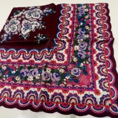 ANNA SUI アナスイ 大判 ハンカチ スカーフ フリル お花 ピンクのサムネイル
