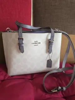 COACH シグネチャー ミニ ショルダーバッグ ホワイト/ラベンダー