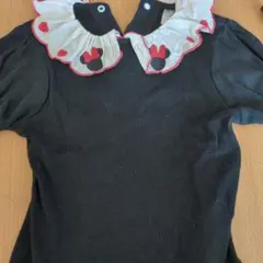 ミニーマウス刺繍付き黒Tシャツ