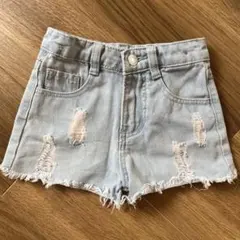 ダメージ加工　デニムショートパンツ　110