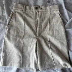 ベージュ ヘリンボーン ハーフパンツ