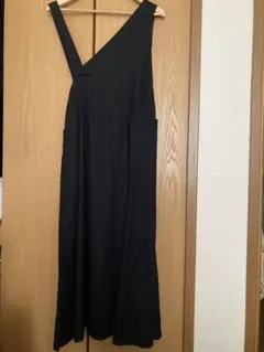 AuieF ブラック ジャンパースカート ワンピース ロング丈 Mサイズ