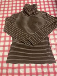 パーリーゲイツ ハイネック長袖Tシャツ 茶色 ボーダー 日焼け予防