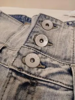 GYDA ハイウエストウエストクロススキニーデニムパンツ　アイスブルー