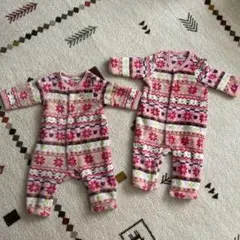 ミキハウス　雪の結晶❄︎フリースロンパース 70サイズ　2点セット