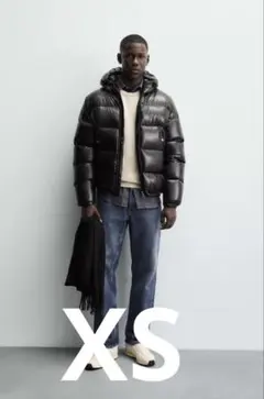 ZARA 光沢 撥水加工 ブラック ダウンジャケット XS 新品