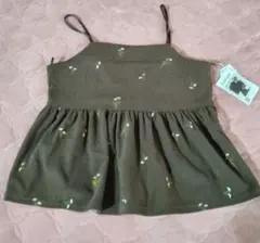 ブラウン 花柄刺繍 ビスチェ