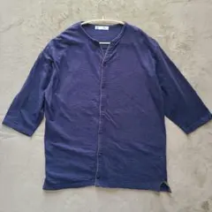 古着 GLOBAL WORK 七分袖シャツ ネイビーカラー