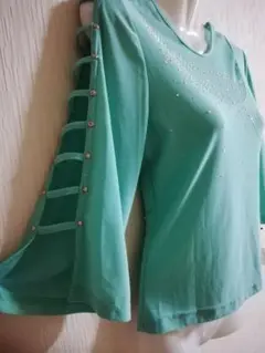 ミントグリーン スパンコール レッスンウェア