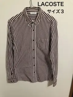 LACOSTE 鹿の子BDストライプシャツ サイズ3 極美品　定価17,800円