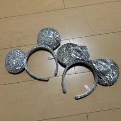 ミッキーマウス耳 カチューシャ シルバー　グレー　ミニー
