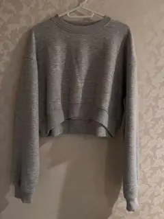 ショート丈 クロップド スウェット グレー