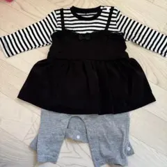 ストライプ柄ドレスロンパース 70cm