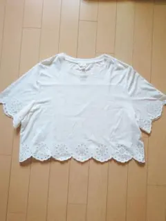 ゆったり　H&M　半袖Tシャツ　XL　ホワイト　レース　無地のサムネイル