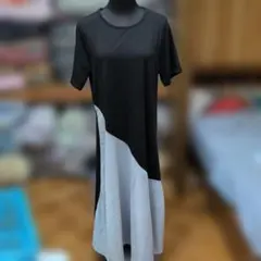 Dazy バイカラー ロングワンピース ブラック XL