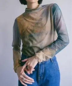 【新品未使用】Sahara アートシアートップス　長袖　ブルー　ブラック Sheer Top Series｜シアートップスシリーズ – MARTE