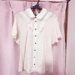 フリル付きホワイトシャツ 半袖 axesfemme axes アクシーズ