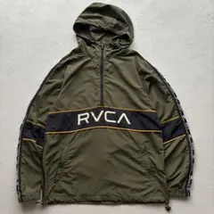 RVCA ナイロン ハーフジップ プルオーバー ジャケット オリーブ ブラックのサムネイル