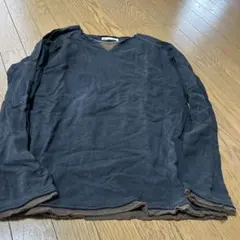 本日削除！GLOBAL WORK ダークブルー Vネック長袖カットソー
