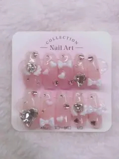 ♡ぷっくりリボンラブネイル♡ 量産型 ガーリー 韓国 ネイルチップ10個セット