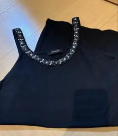 JEANASIS ビーズ装飾タンクトップ ブラック
