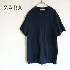 ザラ ZARA メンズ 半袖サマーニットTシャツ 濃紺 Sサイズ ジェンダーレスのサムネイル
