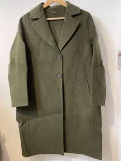 オリーブグリーン シングルボタン ロングコート