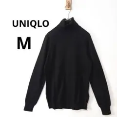 美品 UNIQLO M メリノウール タートルネックセーター 薄手 シンプル
