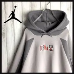 【JORDAN】即完モデル★センター刺繍ロゴパーカー 裏起毛 グレー Lサイズ