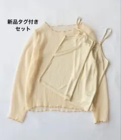 【キャミソール付き】シアー楊柳プリーツメロートップスのサムネイル