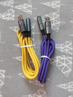 ２本セット4in1ケーブル Type-C Lightning 対応 充電ケーブル