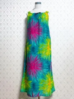 新品タグ付き グリーン柄物ロングワンピース リゾート