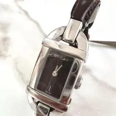 GUCCI 腕時計 ブラウン 茶色 革 細身 レディース グッチ　時計
