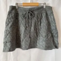 グレー ケーブルニット ミニスカート