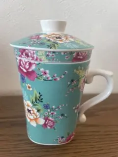 台湾花布　茶漉し付きカップ