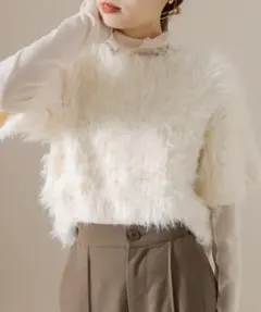 シャギー半袖ニット